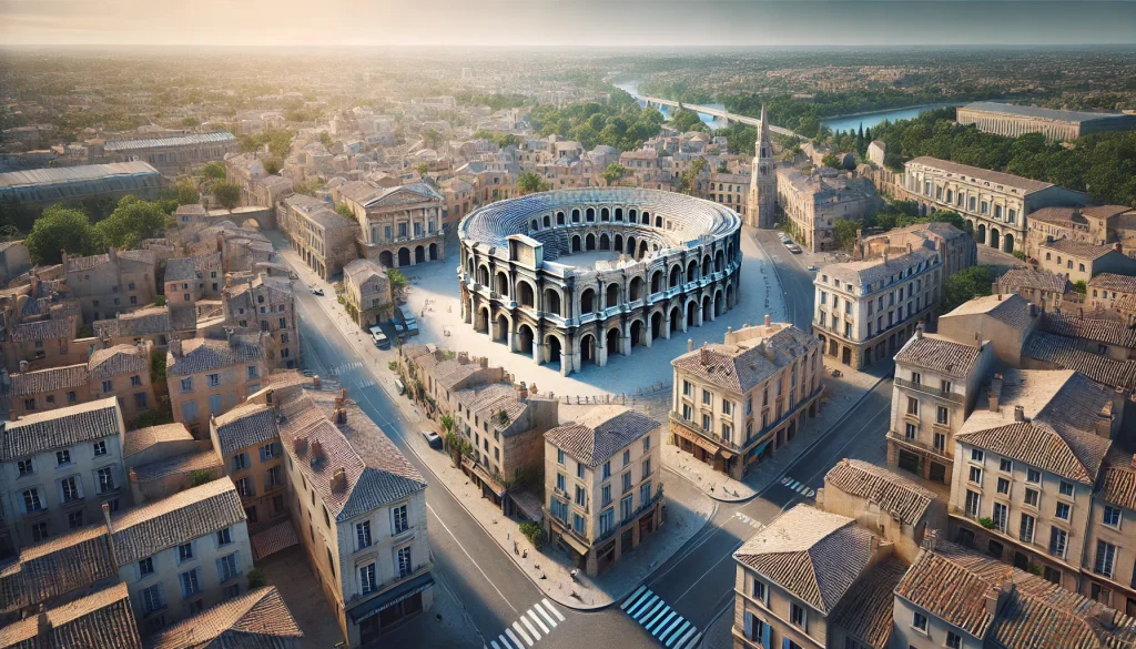 nimes centre ville vue de haut